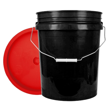 World Enterprises Bucket, 12 in H, Black and Red 5BLK,345RED